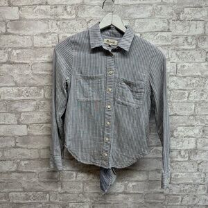 MADEWELL button down shirt women’s XXS blue striped cotton‎ soft tie back